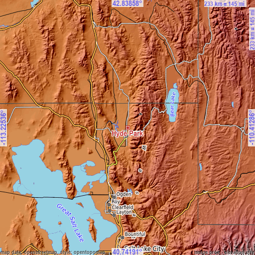 Topographic map of Hyde Park