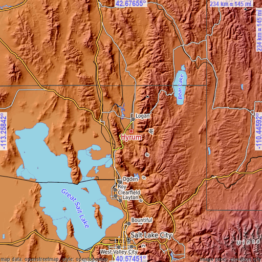 Topographic map of Hyrum