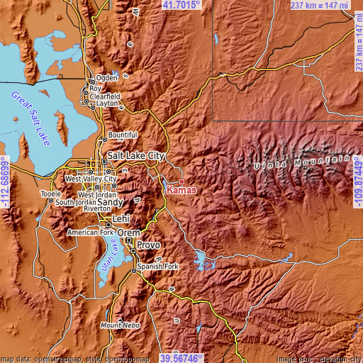 Topographic map of Kamas