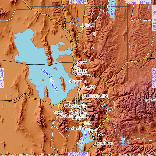 Topographic map of Kaysville