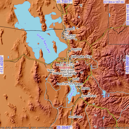 Topographic map of Kearns