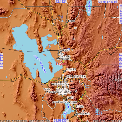 Topographic map of Layton