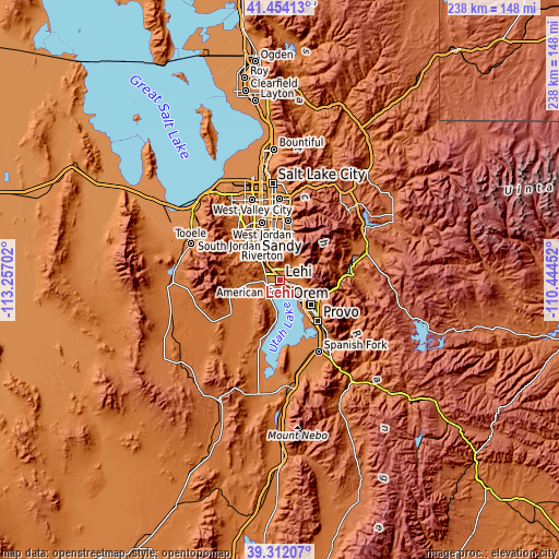 Topographic map of Lehi