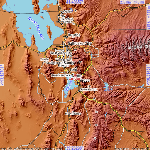 Topographic map of Lindon