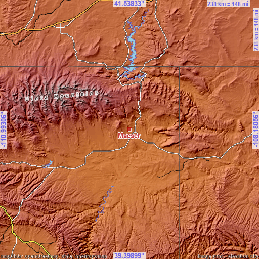 Topographic map of Maeser