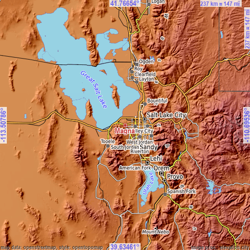 Topographic map of Magna