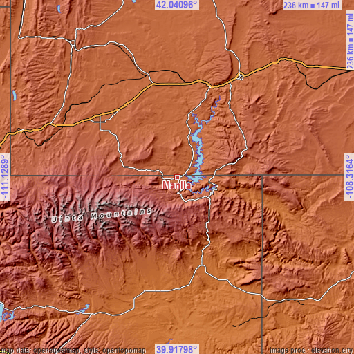 Topographic map of Manila