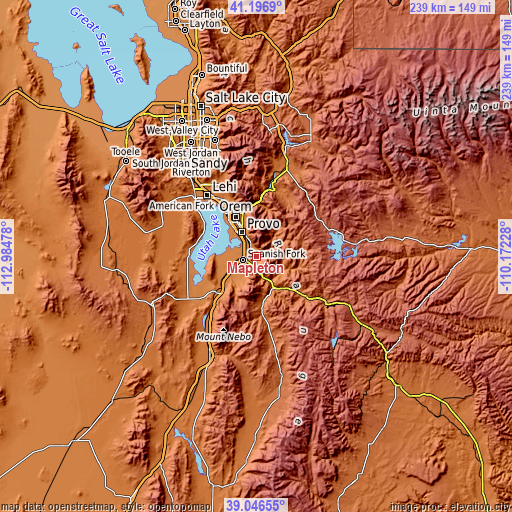 Topographic map of Mapleton