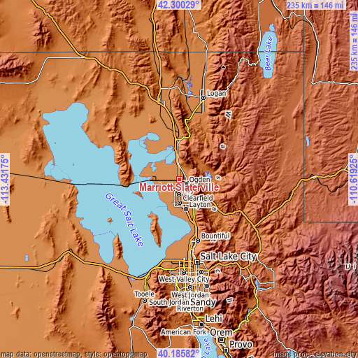 Topographic map of Marriott-Slaterville