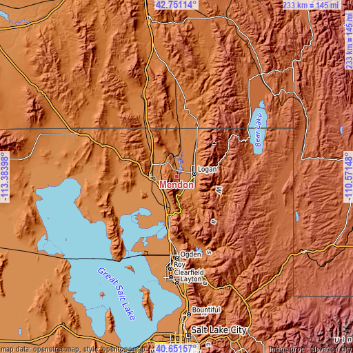 Topographic map of Mendon