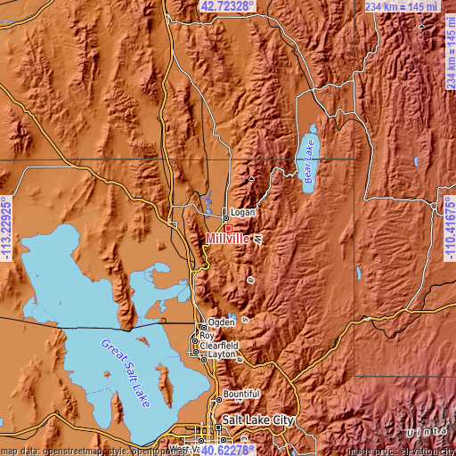 Topographic map of Millville