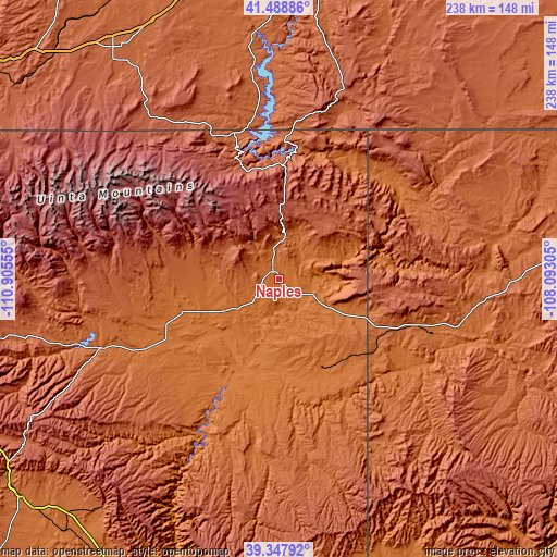 Topographic map of Naples