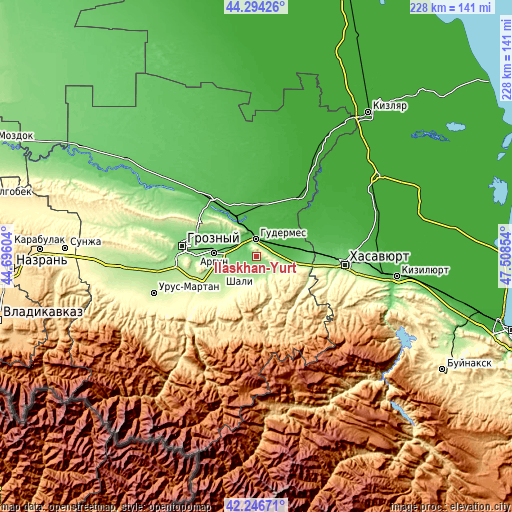 Topographic map of Ilaskhan-Yurt