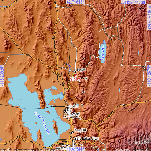 Topographic map of Nibley