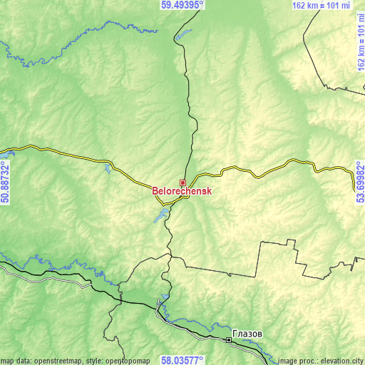 Topographic map of Belorechensk