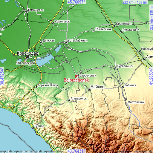 Topographic map of Belorechensk