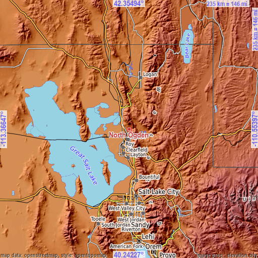 Topographic map of North Ogden