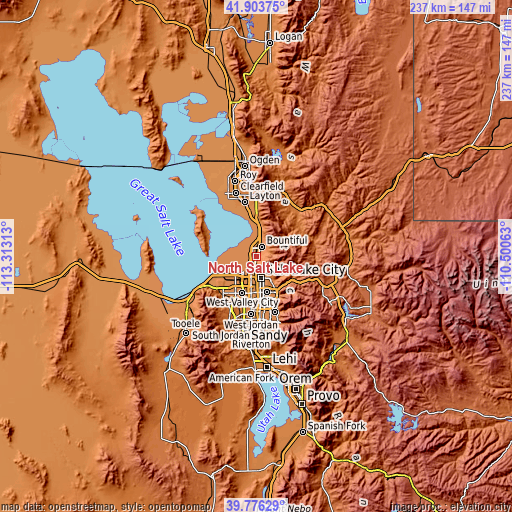 Topographic map of North Salt Lake
