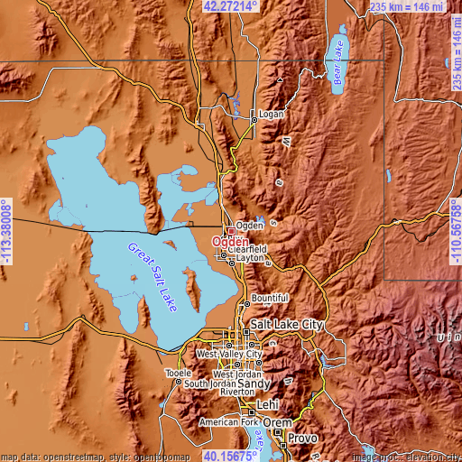 Topographic map of Ogden