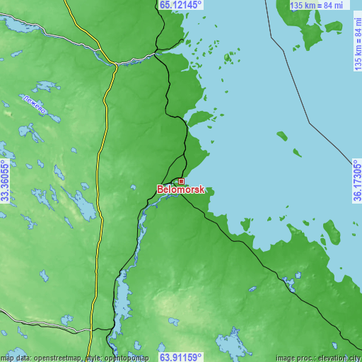 Topographic map of Belomorsk