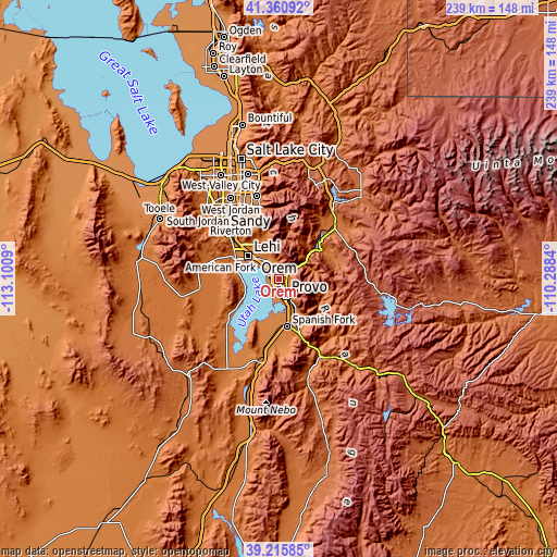 Topographic map of Orem