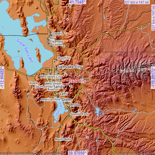 Topographic map of Park City