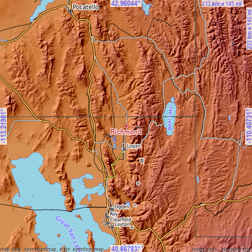 Topographic map of Richmond