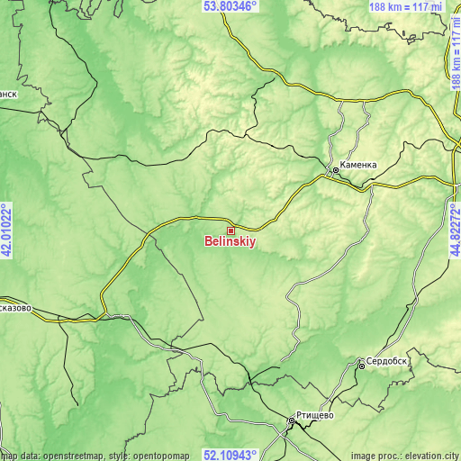 Topographic map of Belinskiy