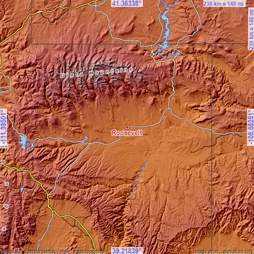 Topographic map of Roosevelt