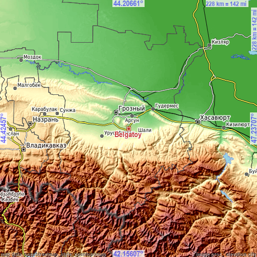 Topographic map of Belgatoy
