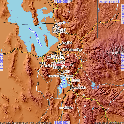 Topographic map of Sandy Hills