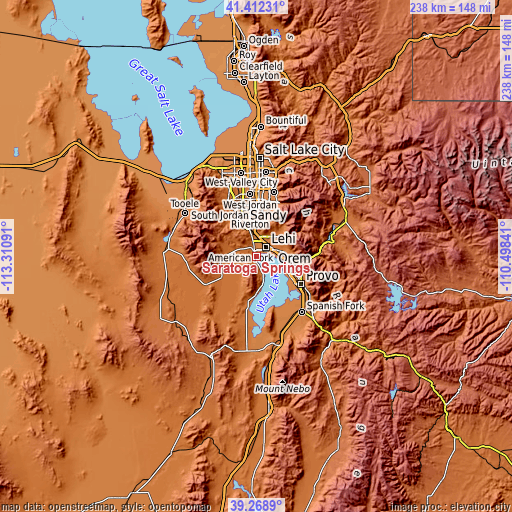 Topographic map of Saratoga Springs