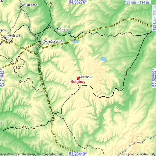 Topographic map of Belebey