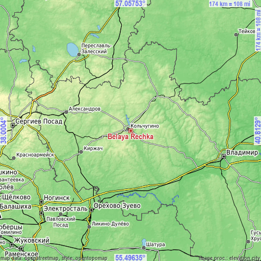 Topographic map of Belaya Rechka