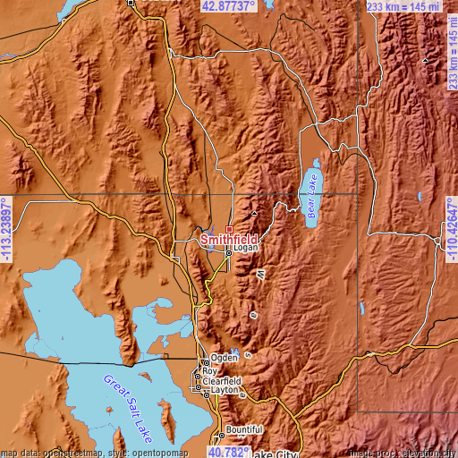 Topographic map of Smithfield