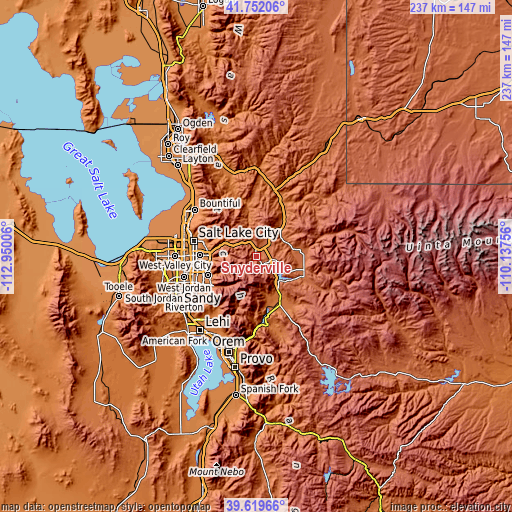 Topographic map of Snyderville