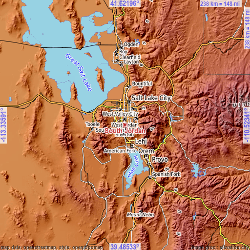 Topographic map of South Jordan