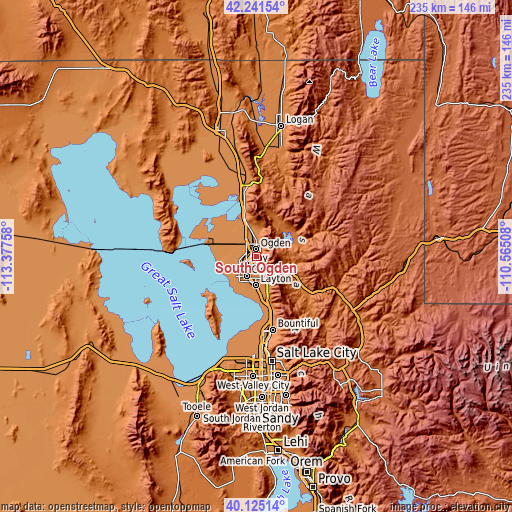 Topographic map of South Ogden