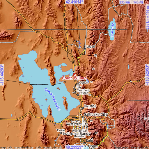 Topographic map of South Willard