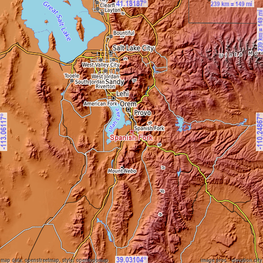 Topographic map of Spanish Fork