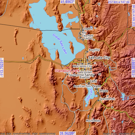 Topographic map of Stansbury park