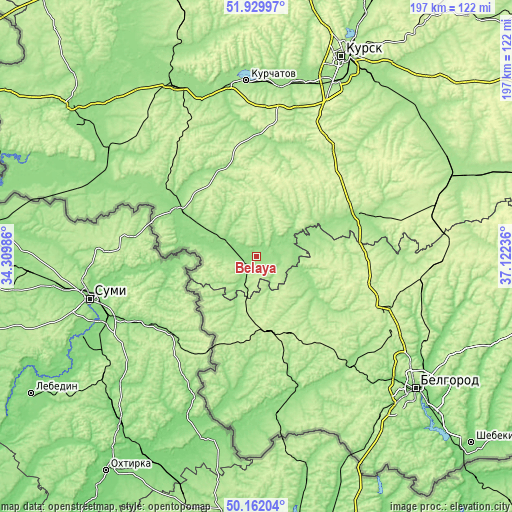 Topographic map of Belaya