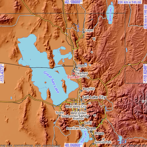 Topographic map of Sunset