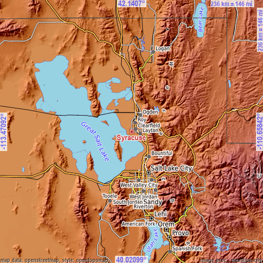 Topographic map of Syracuse