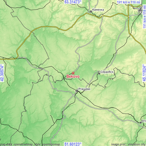 Topographic map of Bekovo