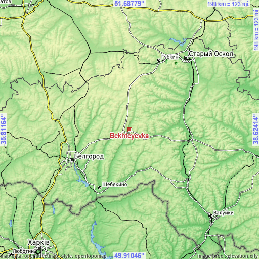 Topographic map of Bekhteyevka