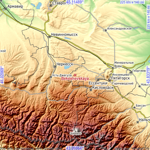 Topographic map of Bekeshevskaya