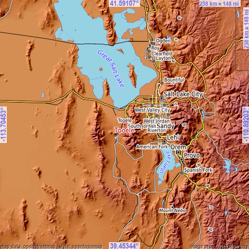 Topographic map of Tooele