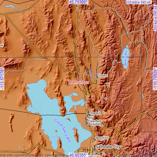 Topographic map of Tremonton