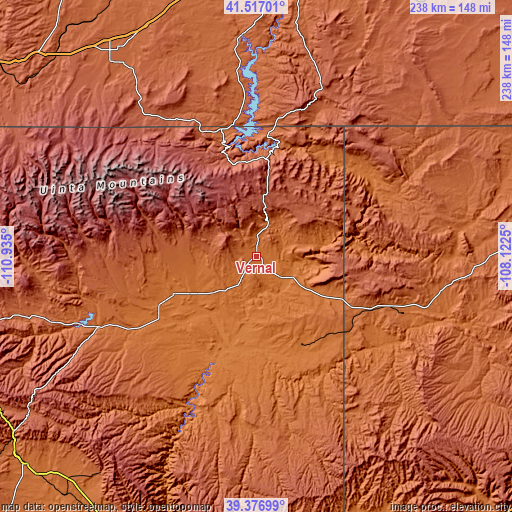 Topographic map of Vernal